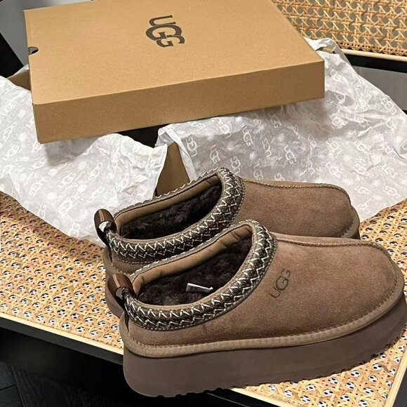 UGG Tazz Platform Shearling Lined Slipper Hickory - Picture 2 of 6